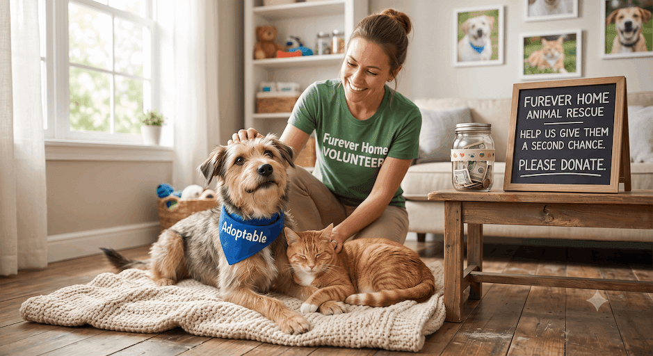Furever Home shelter supplies ready for rescued animals